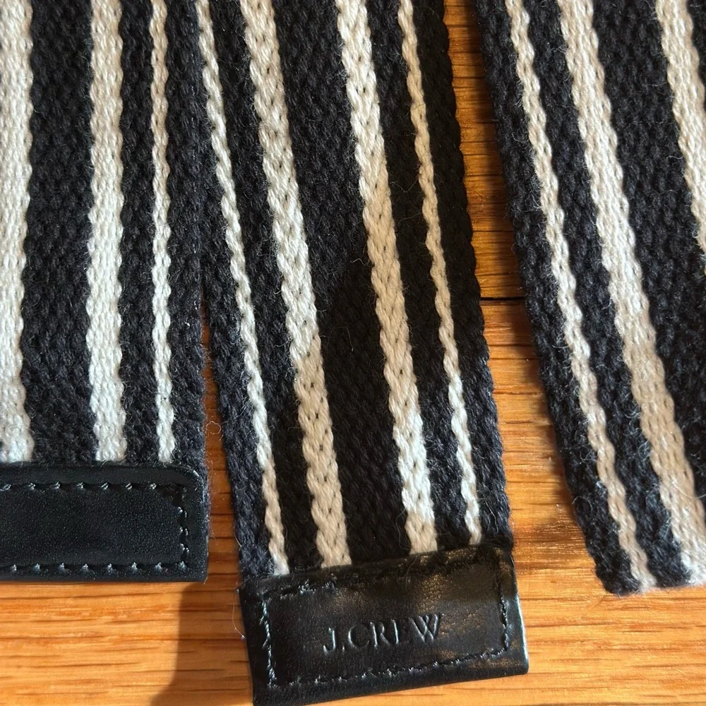 JCrew black and white stripe tie belt - Picture 3 of 3
